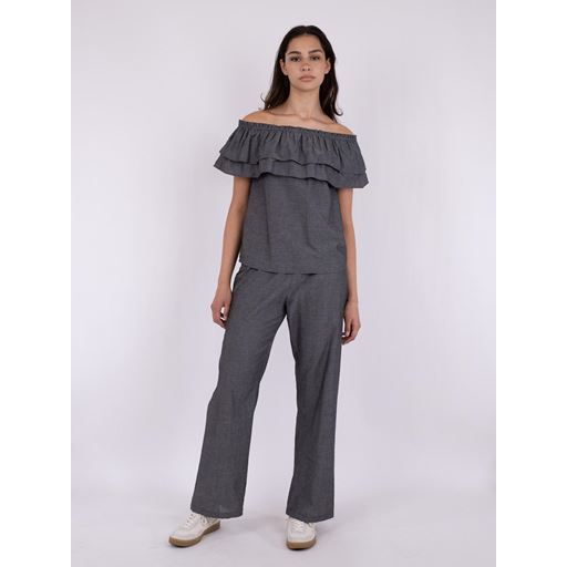Neo Noir Austin Chambray Top, Sort, 36