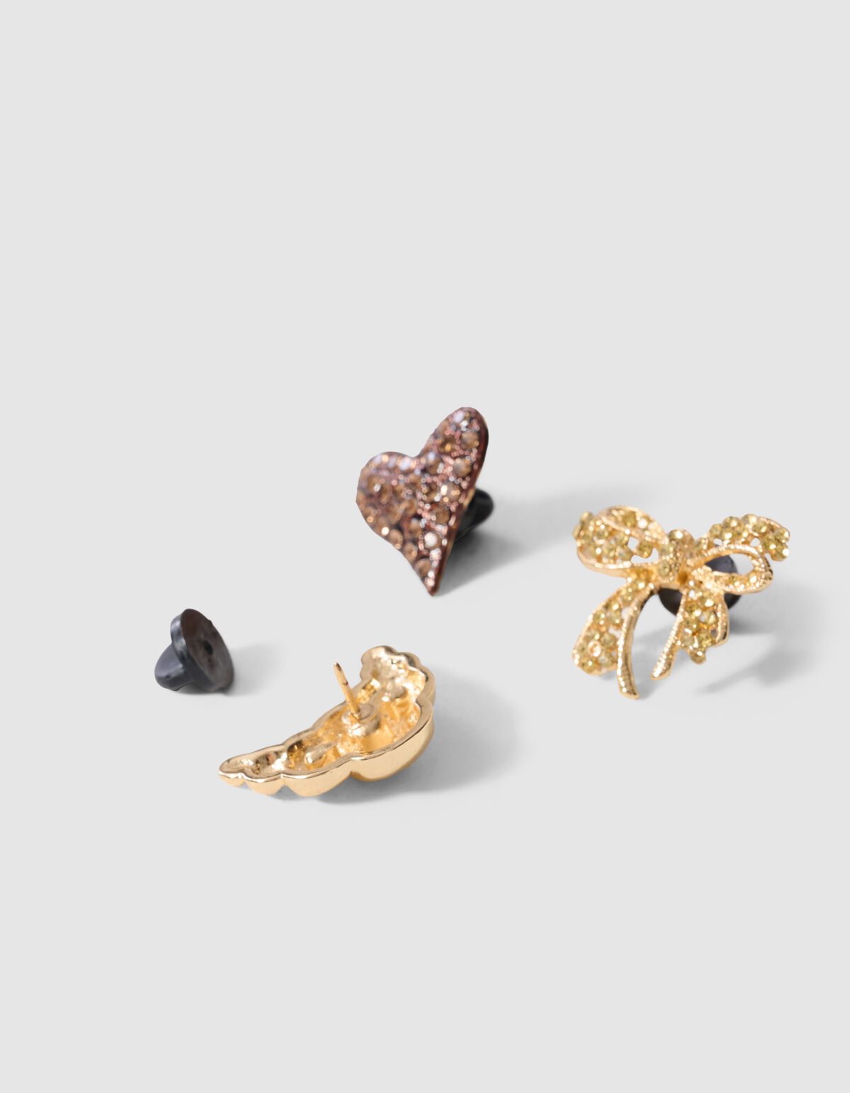 Croissant Broche Set Bruin/Goud