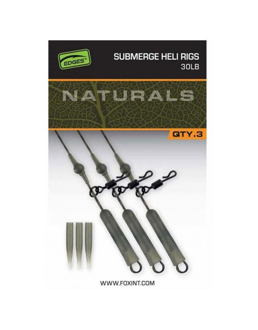 Fox Naturals Submerged Heli Rigs 30lb X 3 - Leader -