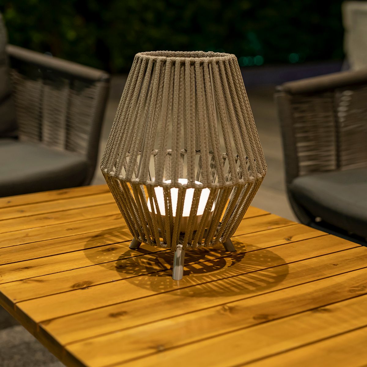 Oosterse tafellamp touw incl. LED dimbaar oplaadbaar - Contra