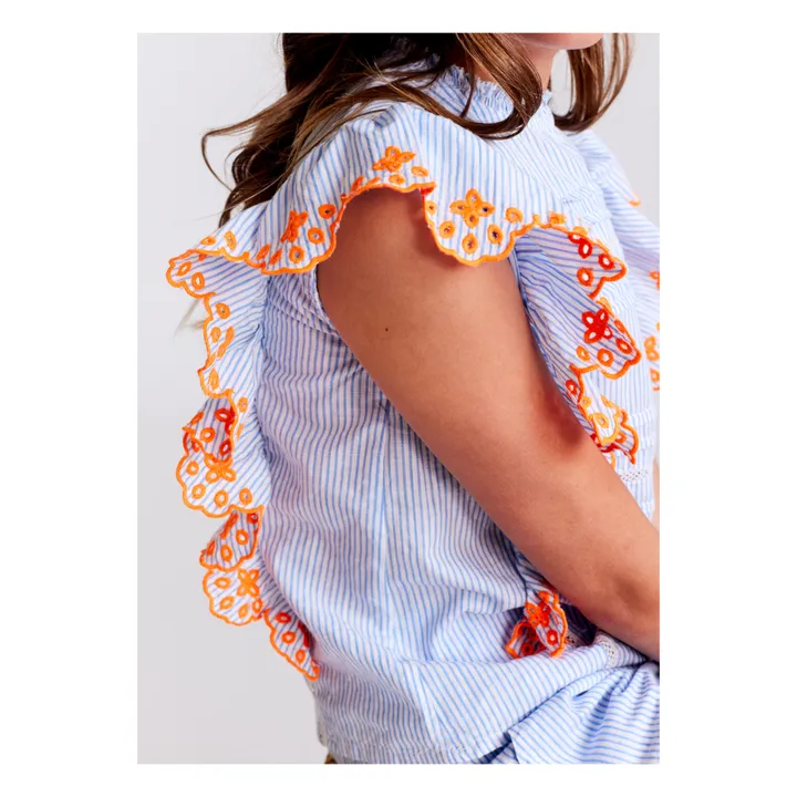 AO76 Blouse Dania Rayée | Bleu