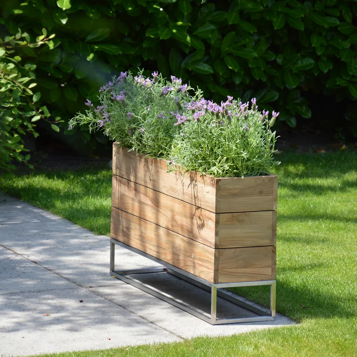 Jan Kurtz - Blumenkübel Minigarden 25 x 100 cm, Teakholz natur