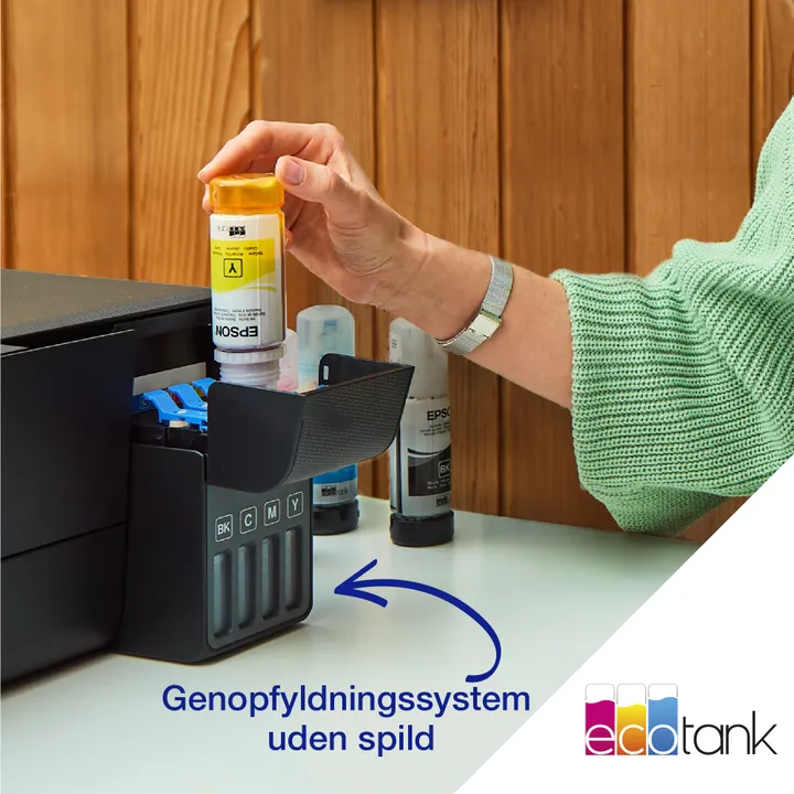 Epson EcoTank ET-2810 - Multifunktionsprinter - farve - blækprinter - ITS - A4 (medie) - op til 10 spm (udskriver) - 100 ark - USB, Wi-Fi - sort