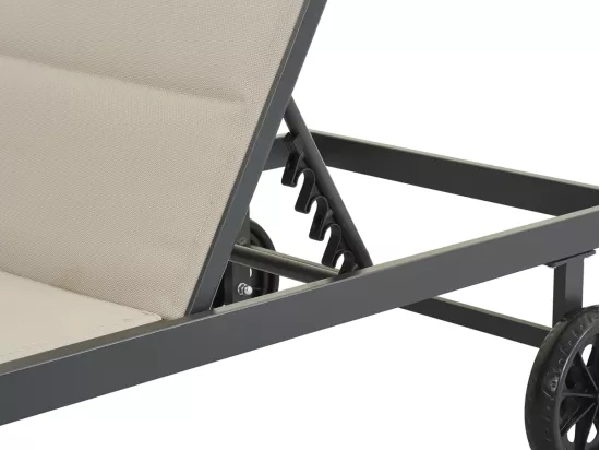 Bain de soleil textilène matelassé et aluminium 