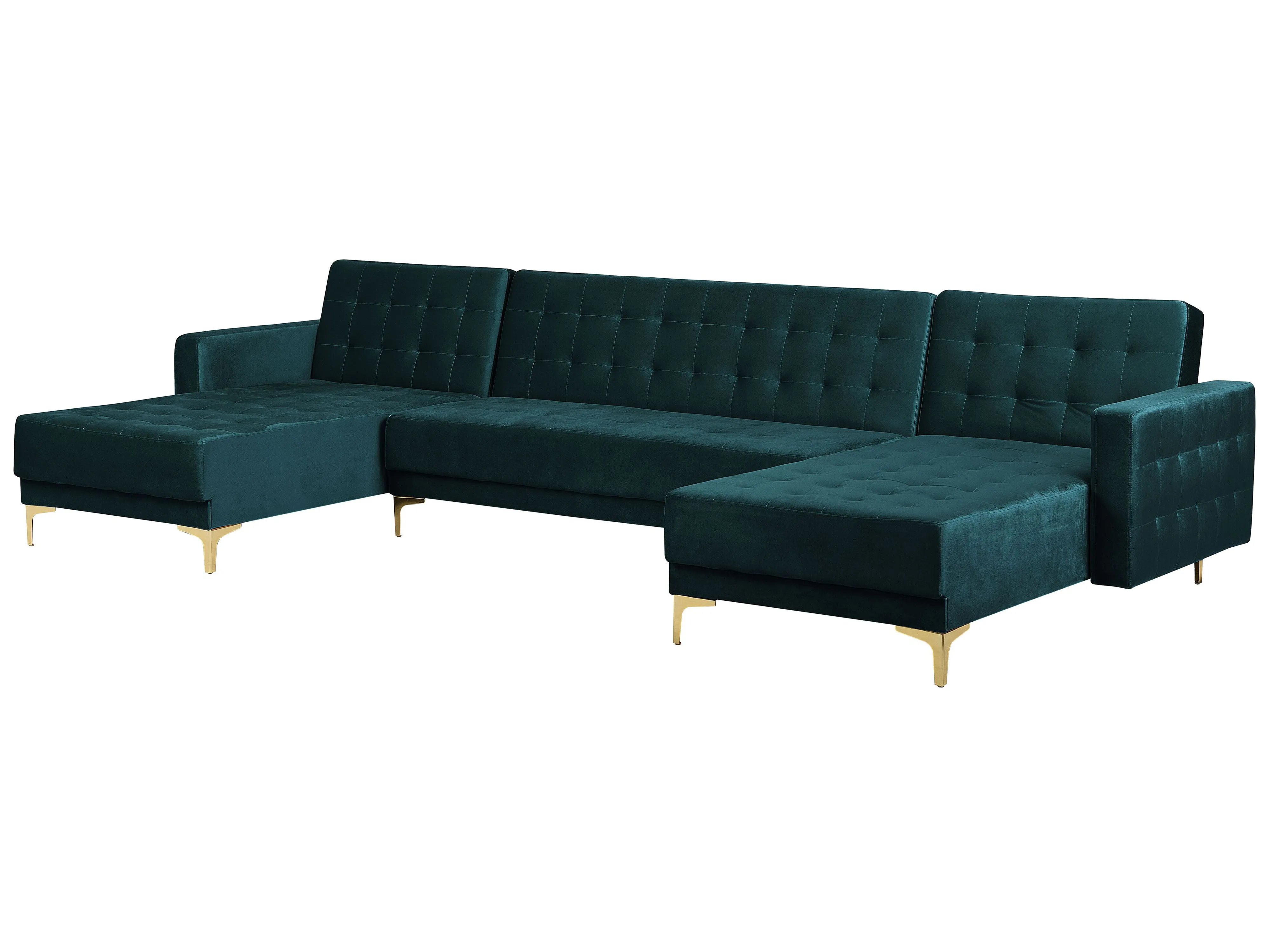 Modulaire U-vormige slaapbank 5-zits ABERDEEN Fluweel Groenblauw