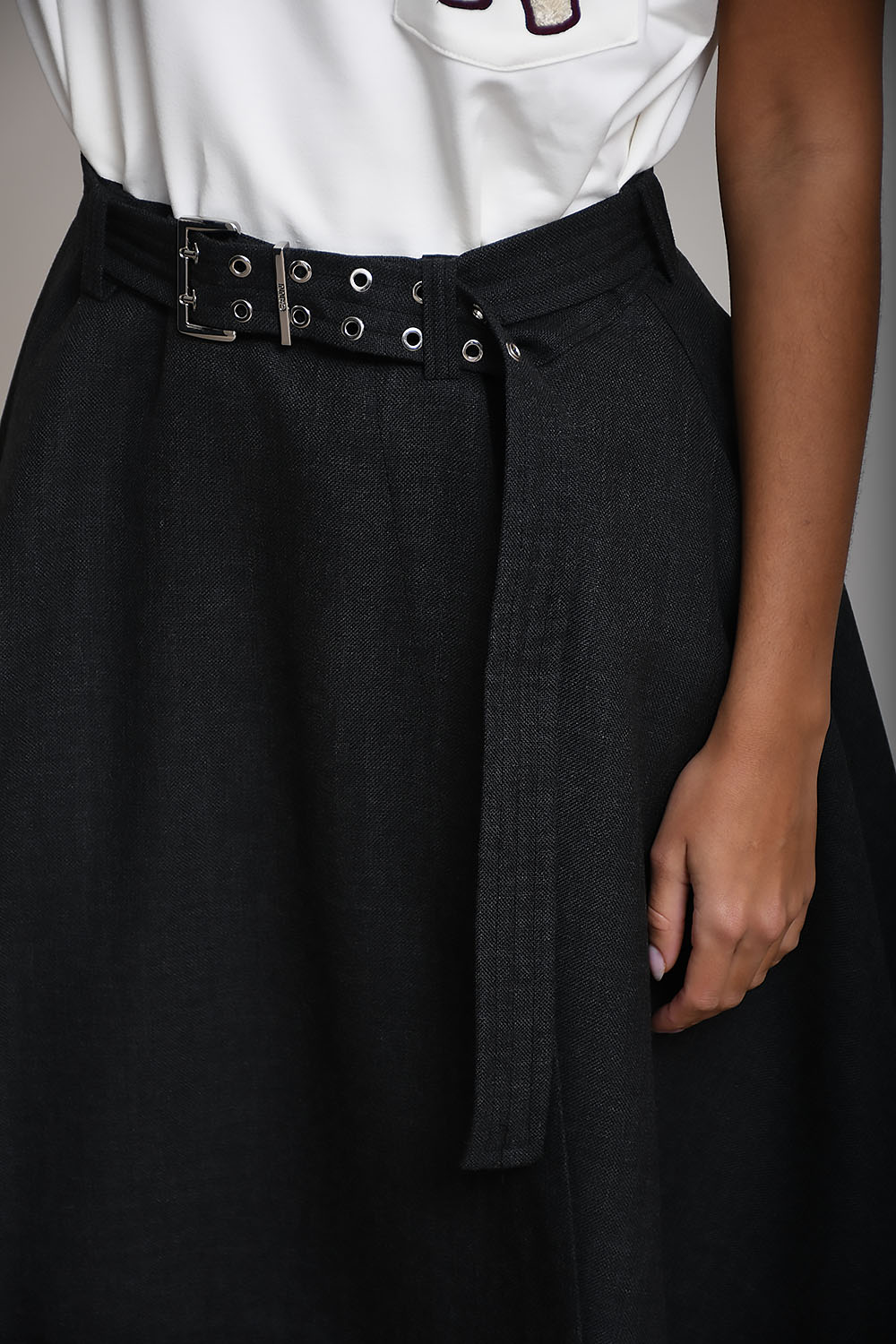 Wool suiting knee length wrap skirt