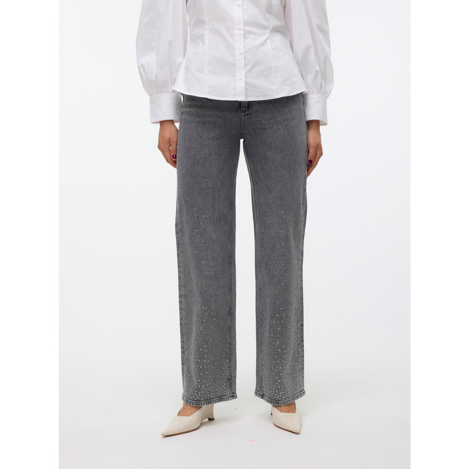 Vero Moda  Tessa High Rise Wide Studs Denim Jeans