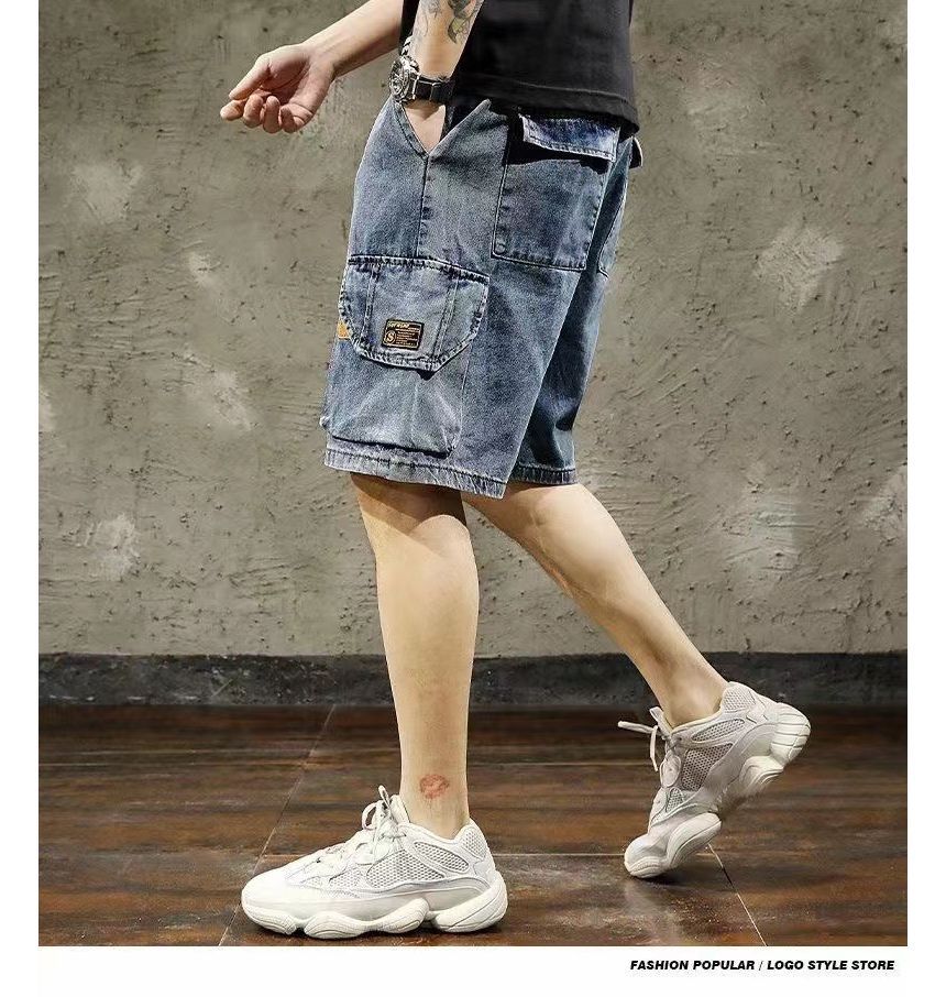 WidoWilder - Cargo denim shorts met hoge taille en wijde pijpen
