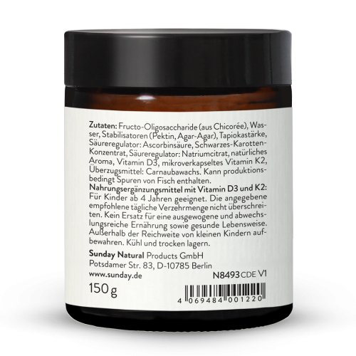 Sunday Natural Products  Vitamin D3+K2 MK7Kids Gummies