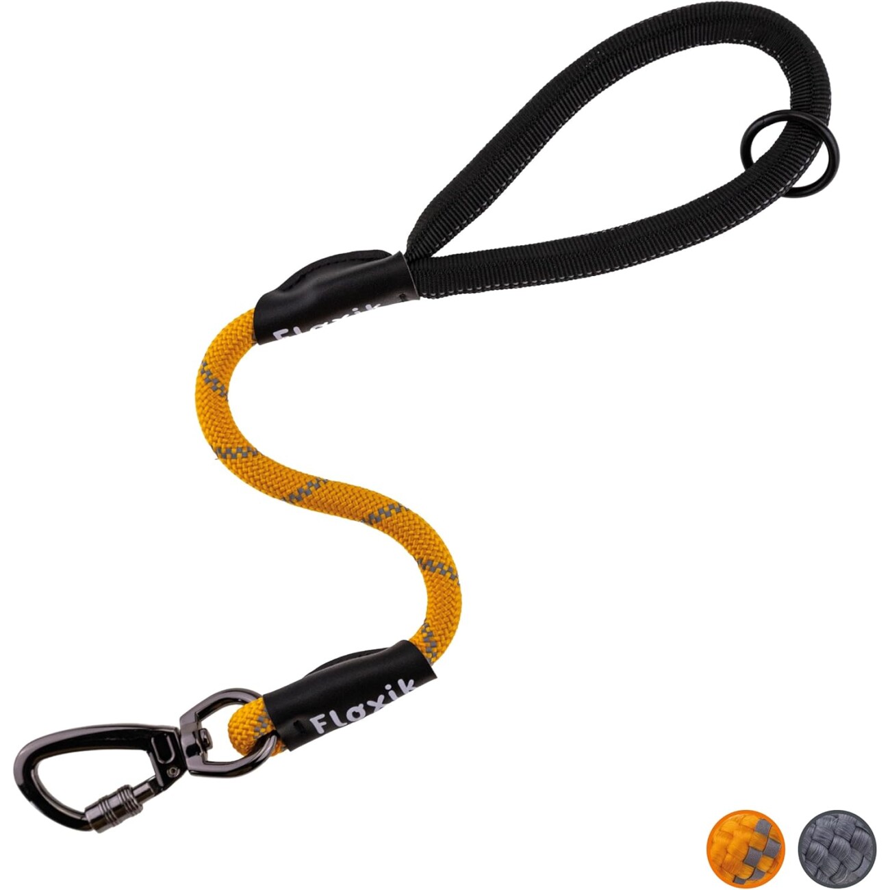 Floxik Kurzführer für Hunde - Kurzleine aus Kletterseilmaterial orange L