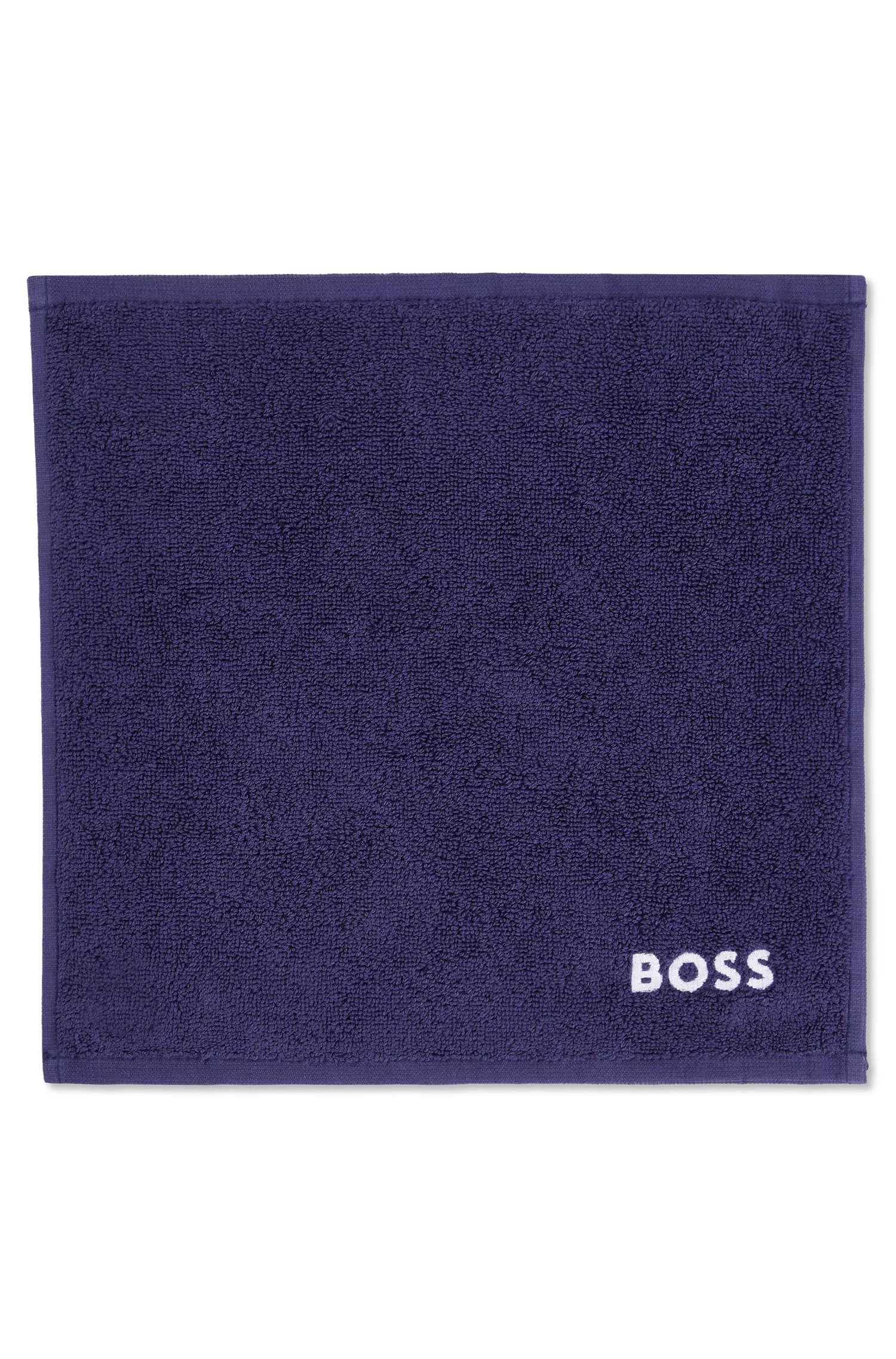 Toalha de rosto BOSS em algodão preto com bordado do logotipo branco
