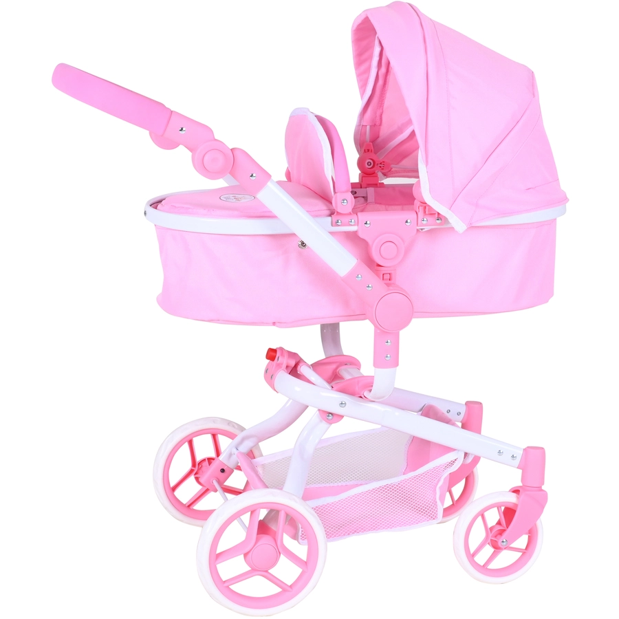 knorr toys® Puppenwagen Boonk - Princess white rose rosa