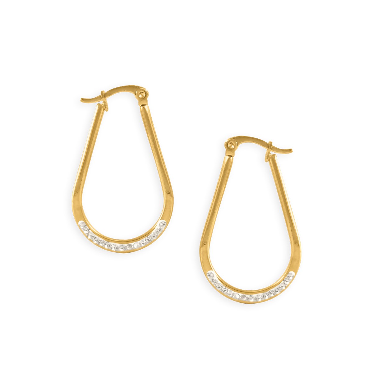 Boucles d'oreilles créoles acier plaqué jaune avec oxydes de zirconium