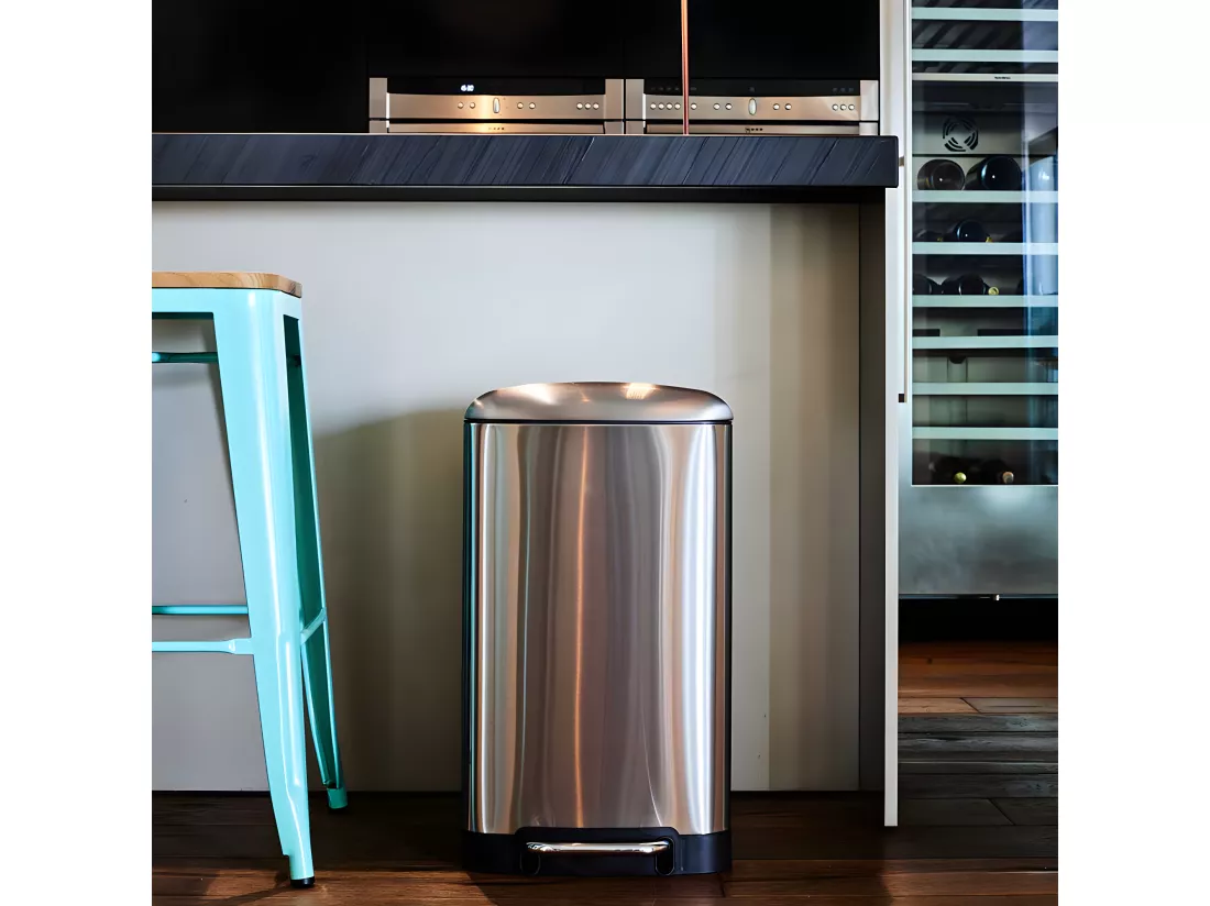 Poubelle de cuisine à pédale GREENWICH Argent Acier inoxydable 30 L