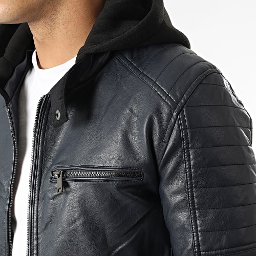 Veste Biker A Capuche 5030 Bleu Marine