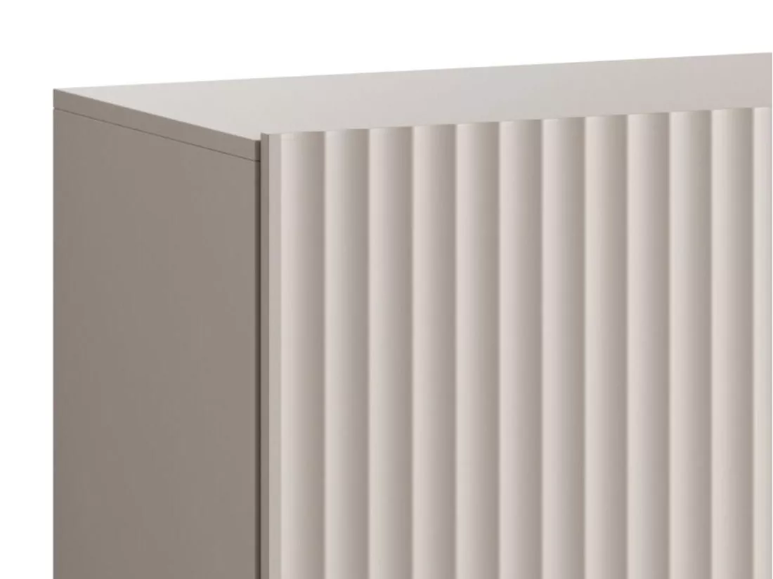 Buffet avec 2 portes et 3 tiroirs en MDF et acier - Beige et doré - EVILANA