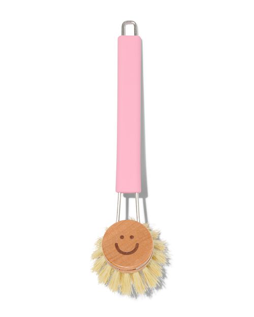 brosse vaisselle avec tête indépendante rose