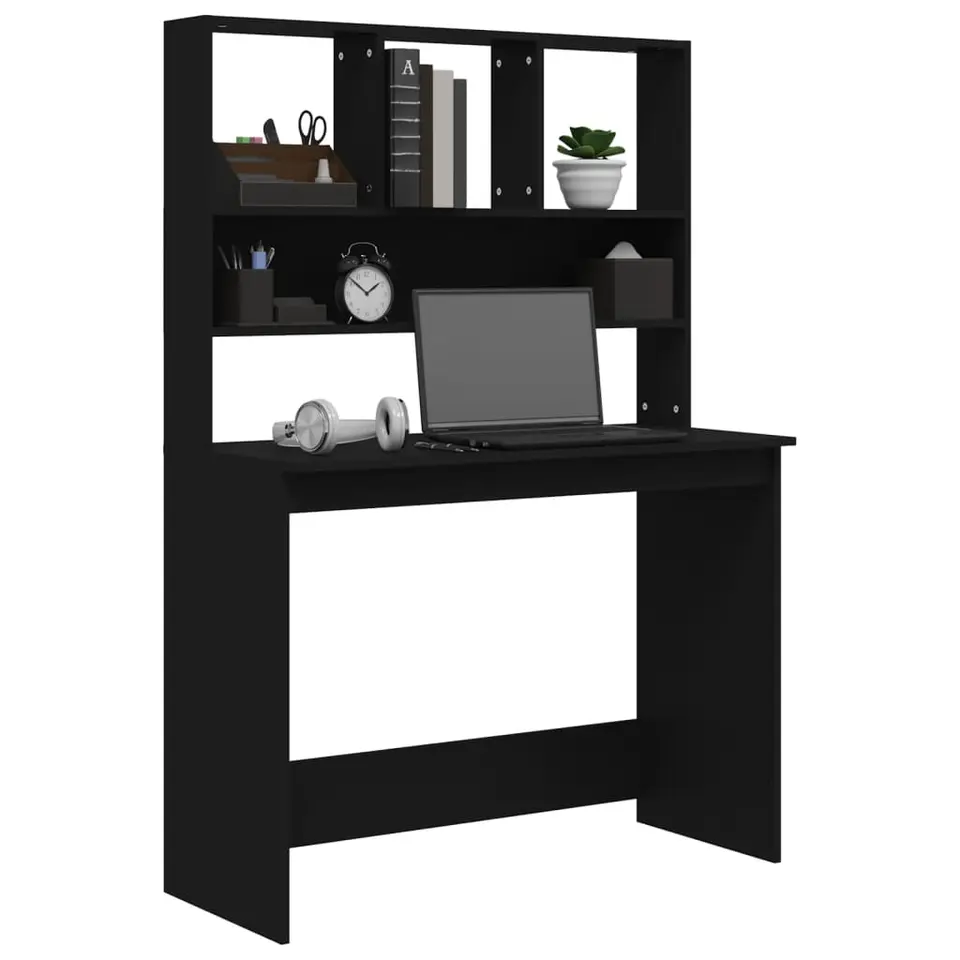 vidaXL - Bureau - Zwart - Bewerkt hout