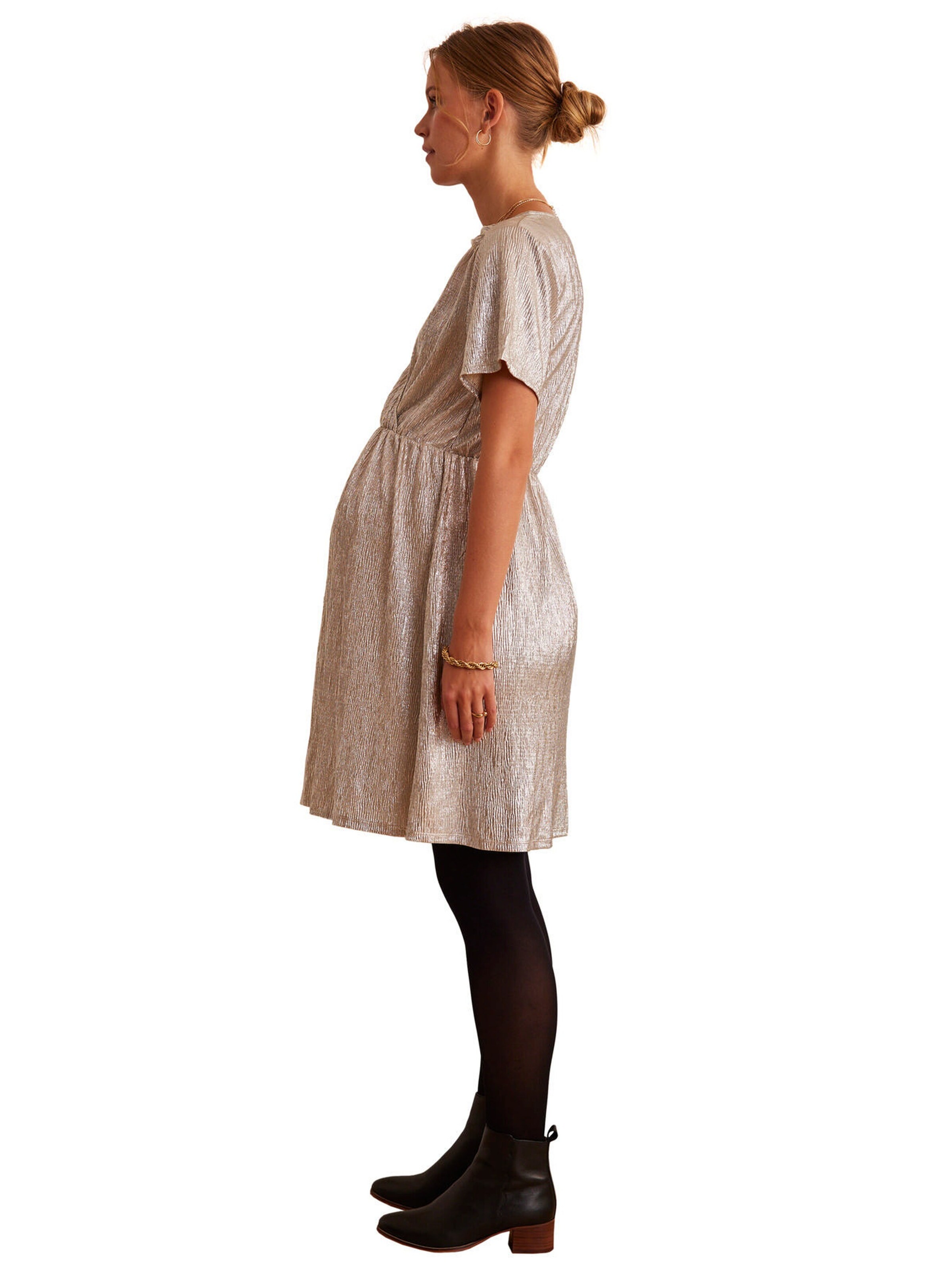 Vertbaudet Wickelkleid für Schwangerschaft & Stillzeit beige glanzeffekt