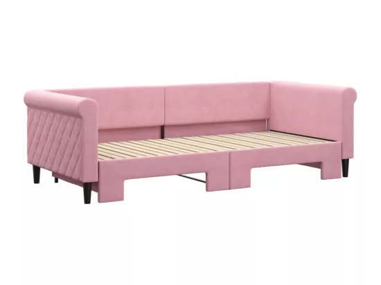 Lit de jour avec gigogne sans matelas rose 90x200 cm