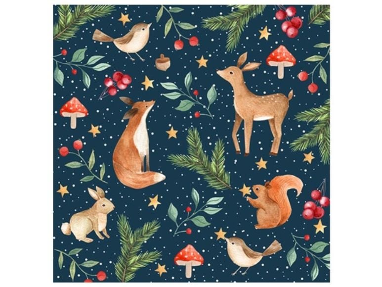 Braun   Company Weihnachtsservietten Winternight Mehrfarbig 3-lagige Papierservietten