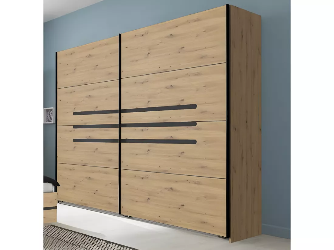 Chambre à coucher complète adulte (lit 140x190cm + 2 chevets + armoire)
