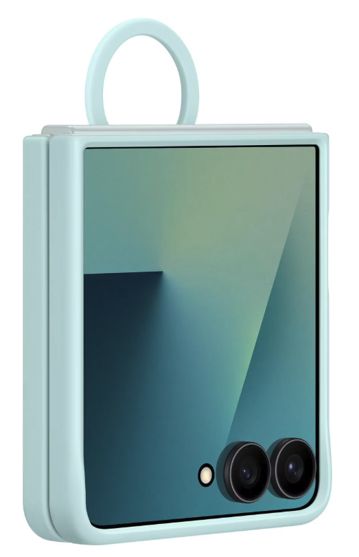 Galaxy Z Flip7 Silikon Cover Hülle mit Ring (EF-PF766TMEGWW) - Light Cyan
