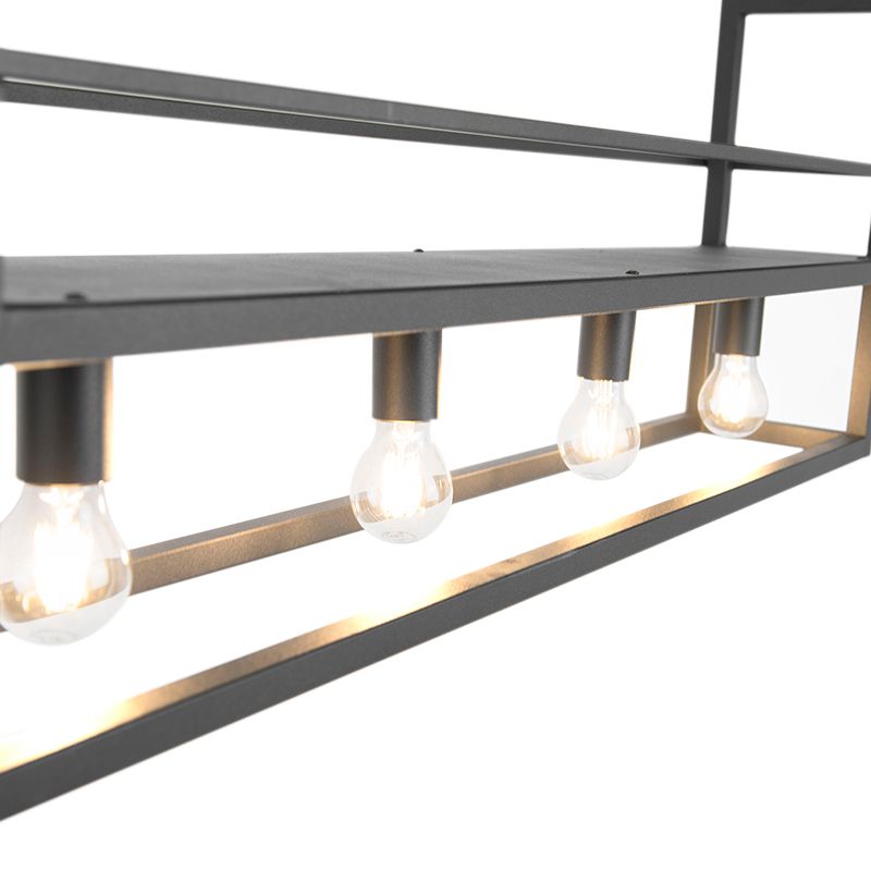 Hanglamp zwart met rek 4-lichts - Cage Rack