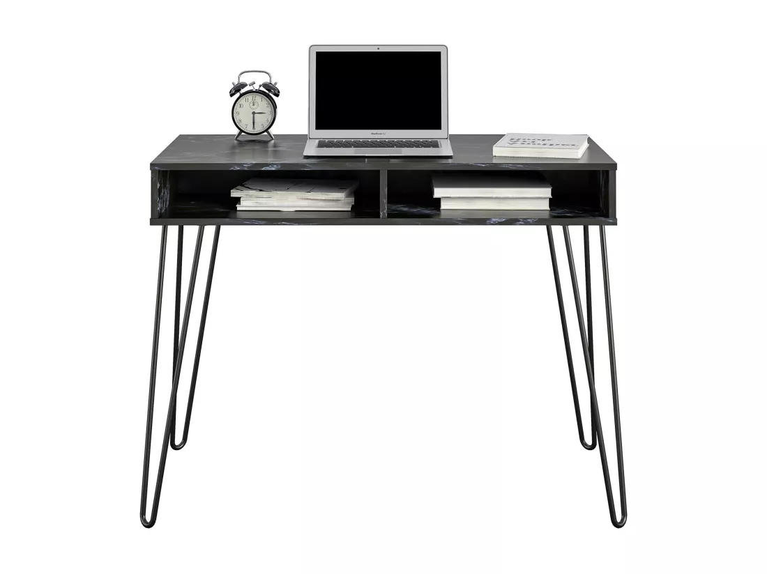 Athena | Bureau 2 casiers en effet marbre noir
