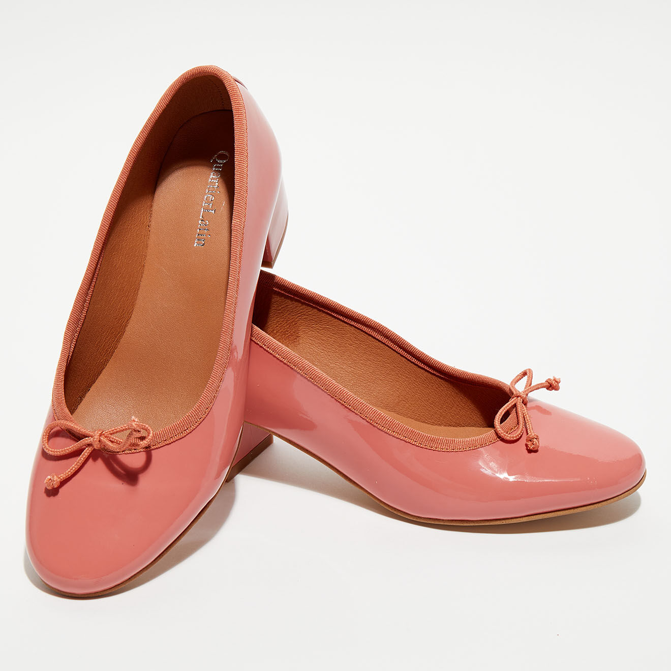 Quartier Latin Ballerines trotteurs en Cuir verni Diane roses - Talon 4 cm