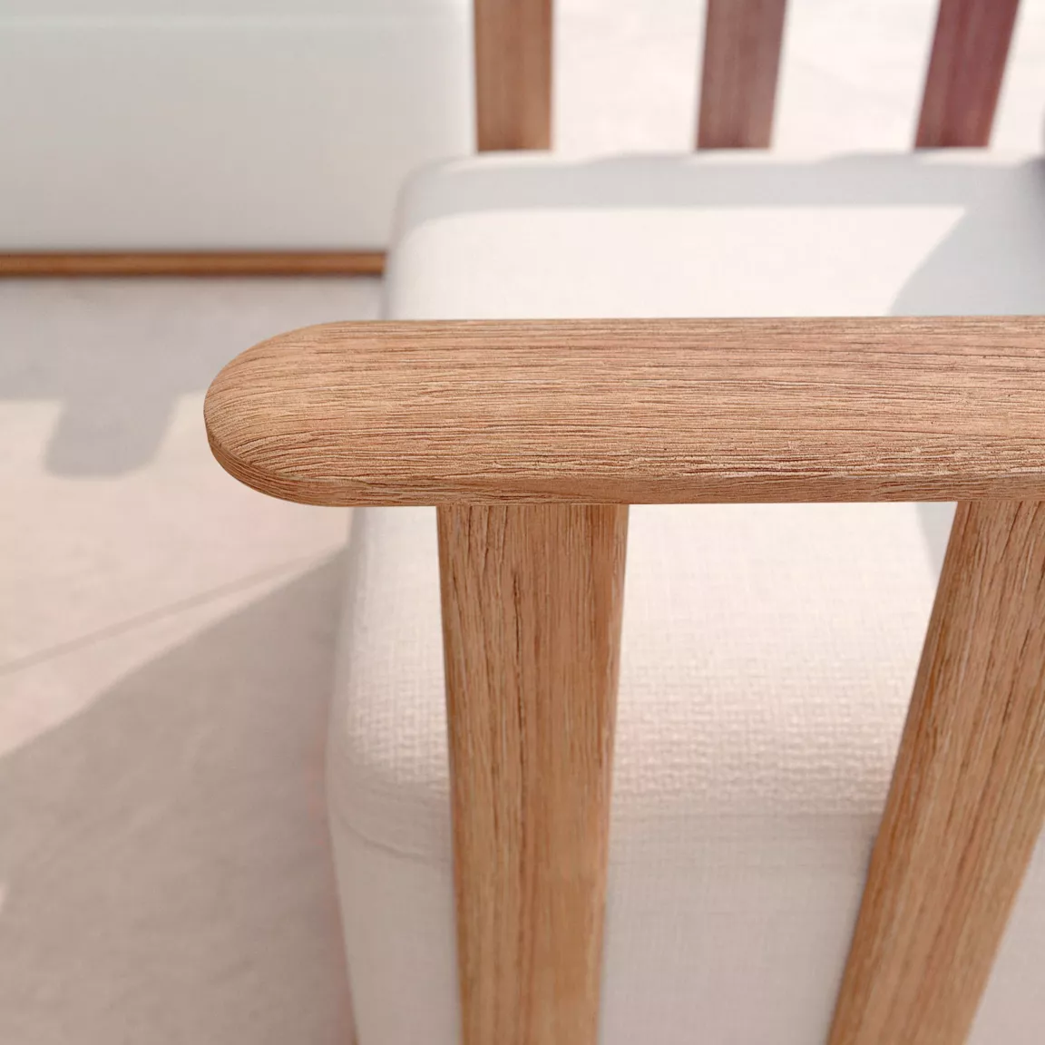 Fauteuil détente salon de jardin en bois teck Java Ecru