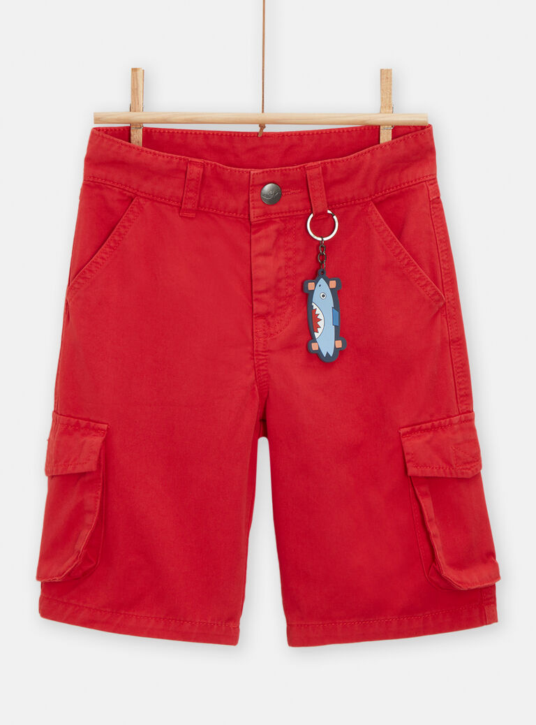 Bermuda rouge avec porte-clé requin pour garçon