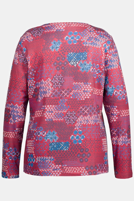 Skishirt, bedruckt, V-Ausschnitt, Langarm, Loop