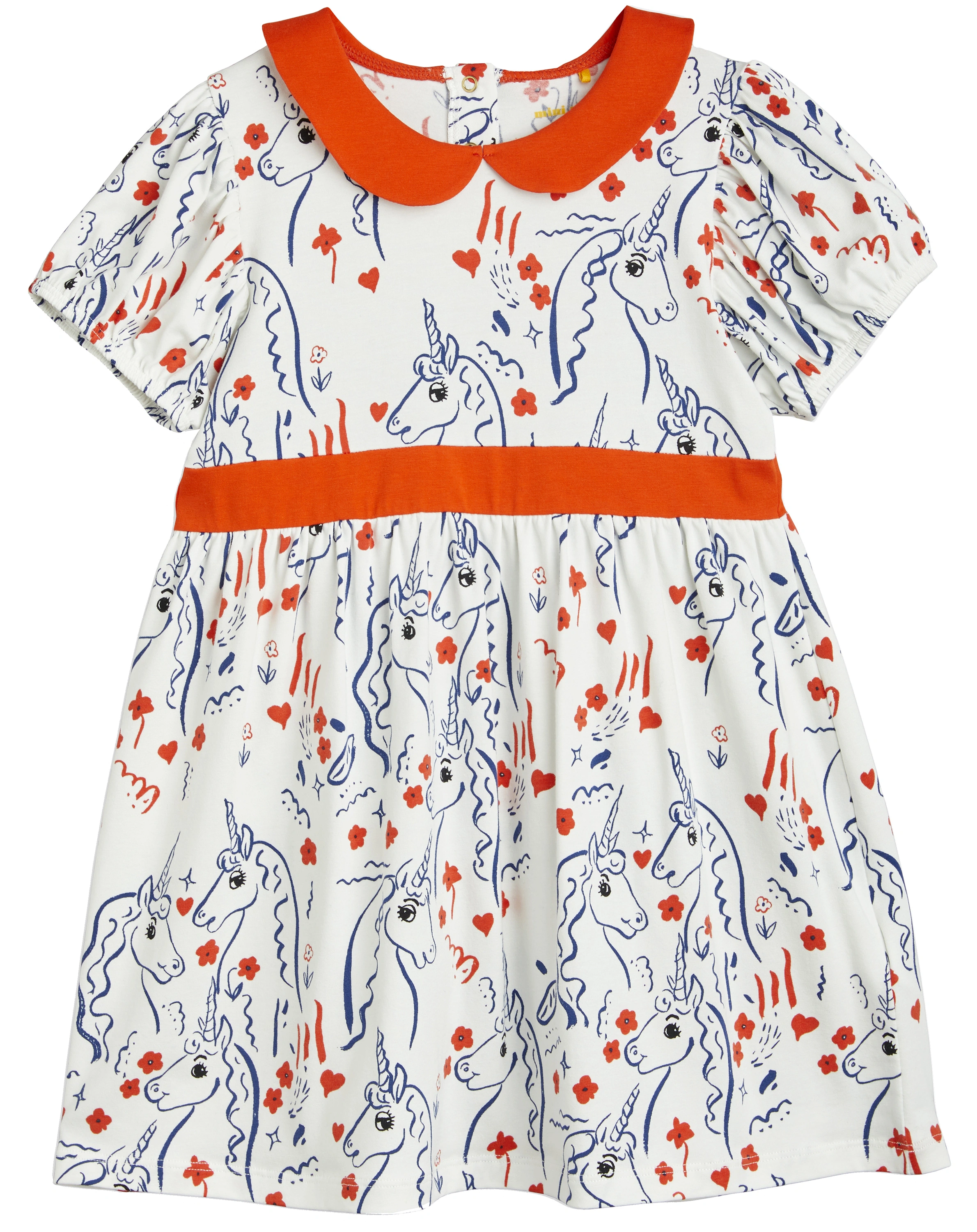 Kurzarmkleid SCOTTISH UNICORNS AOP in white