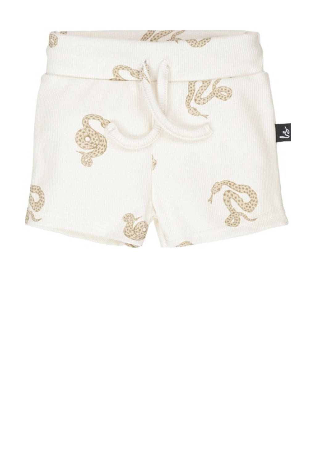 Babystyling baby sweatshort met all over print ecru/lichtbruin