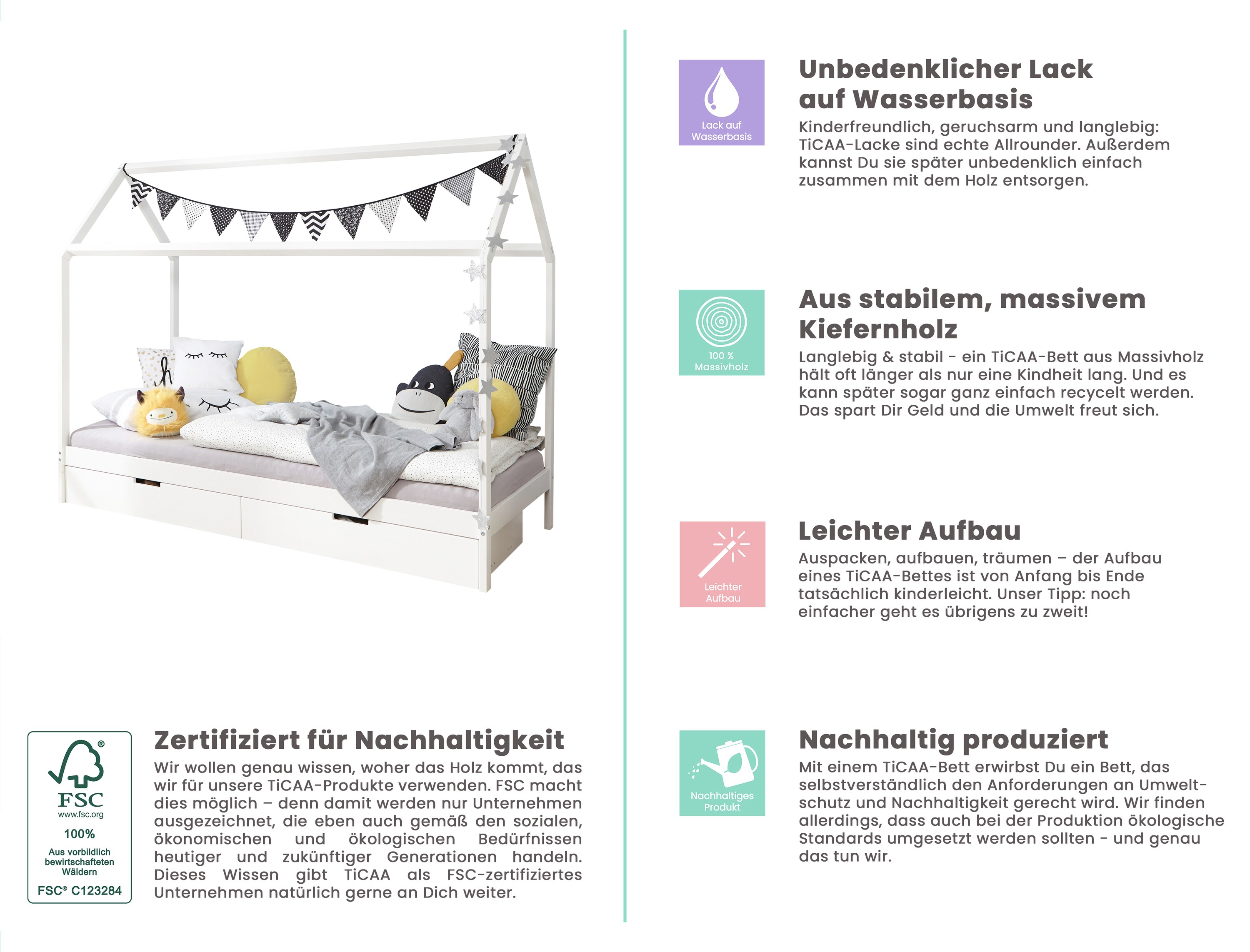 TiCAA Kinderbett Hausbett 