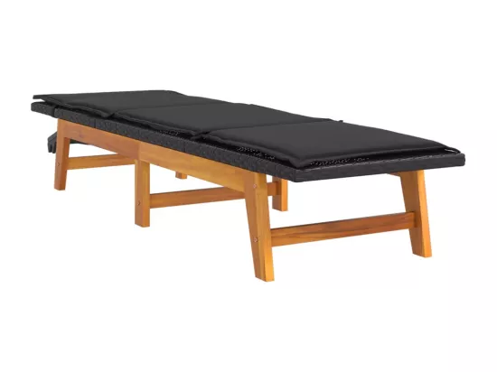 Chaises longues et coussins lot de 2 Résine tressée et acacia