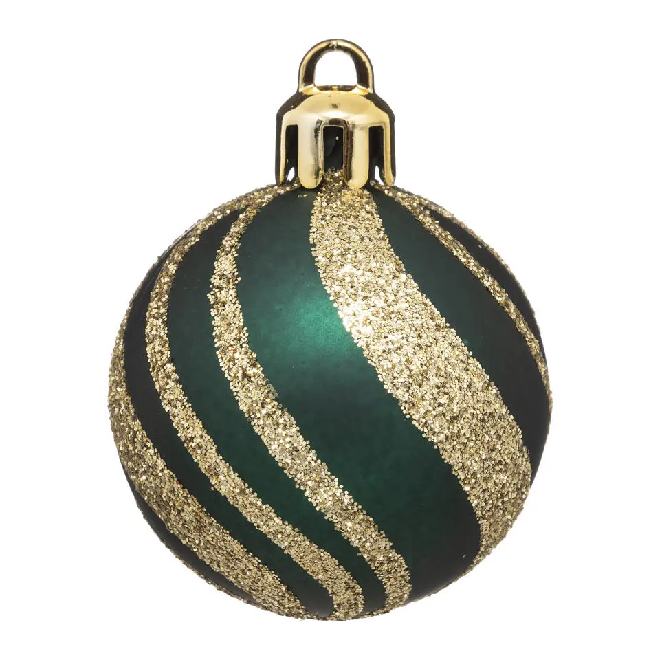 Atmosphera Kerstballen - 12x - kunststof - goud-rood-groen - 4cm
