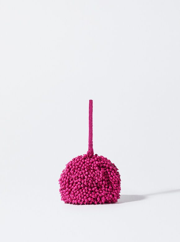 Sacola de festa com miçangas - Rosa