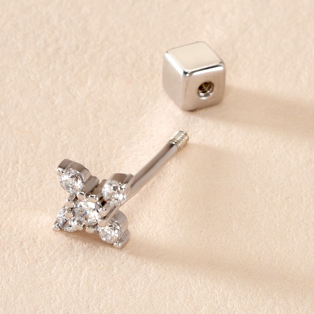 Boucles D'oreilles Unitaire Puces Galihya Argent Blanc Oxyde Zirconium