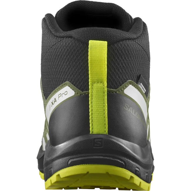 XA PRO V8 MID WATERPROOF  Junior - Schuhe Kids Black/DeepLichenGreen/SafetyYellow