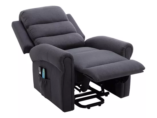 Fauteuil massant en tissu avec releveur électrique - Gris anthracite - LOVARI