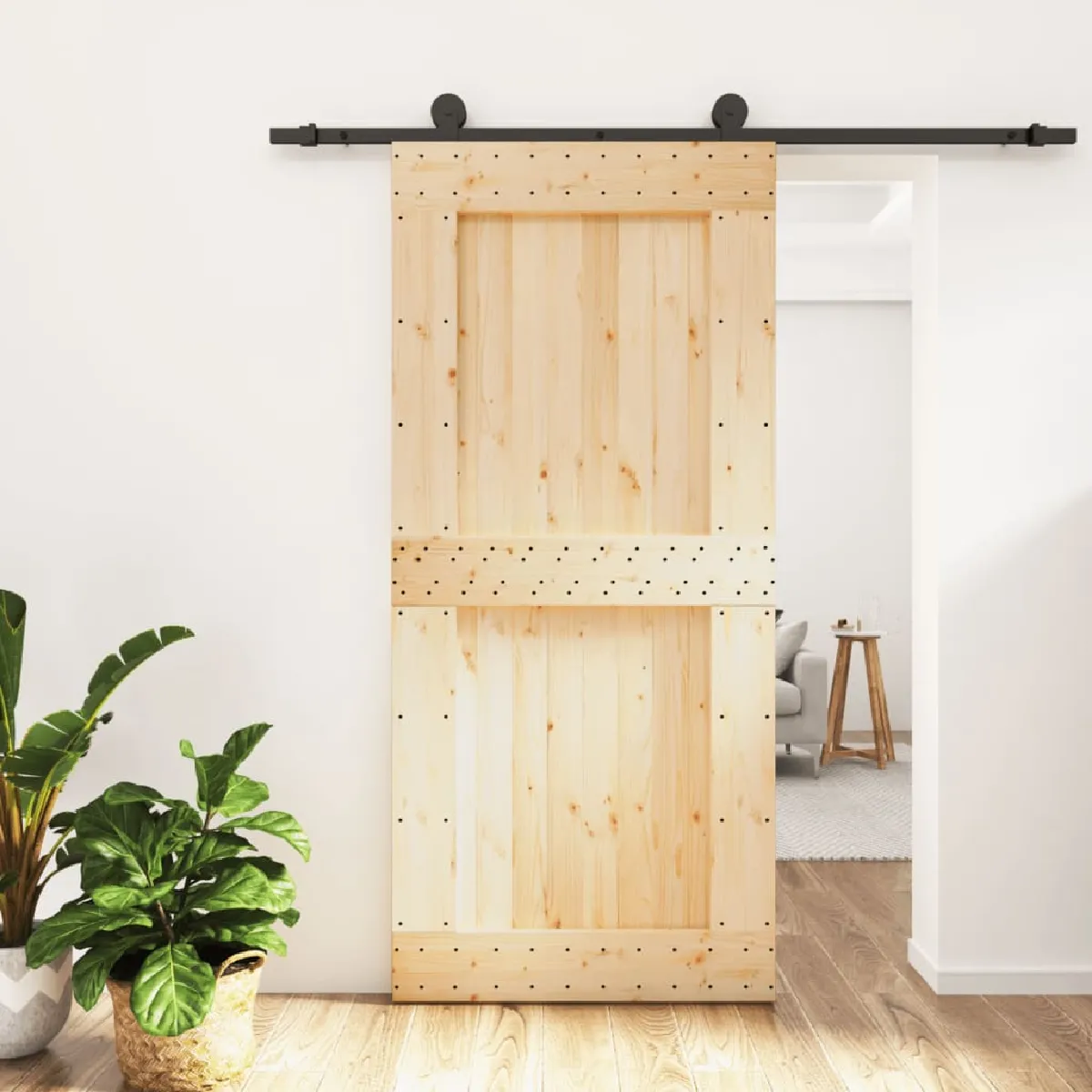 vidaXL Porte coulissante pin massif 95x210 cm avec kit