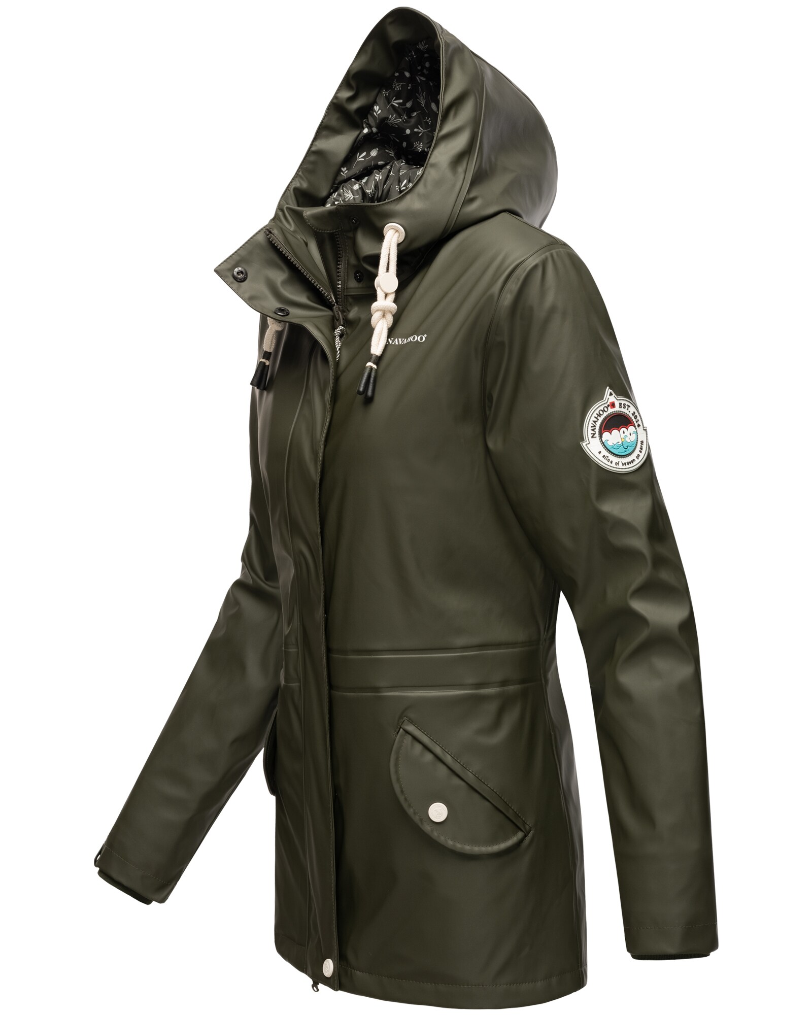 NAVAHOO Damen Warmer Regenjacke Wasserdichter Regenmantel mit Kapuze Oceans Heart
