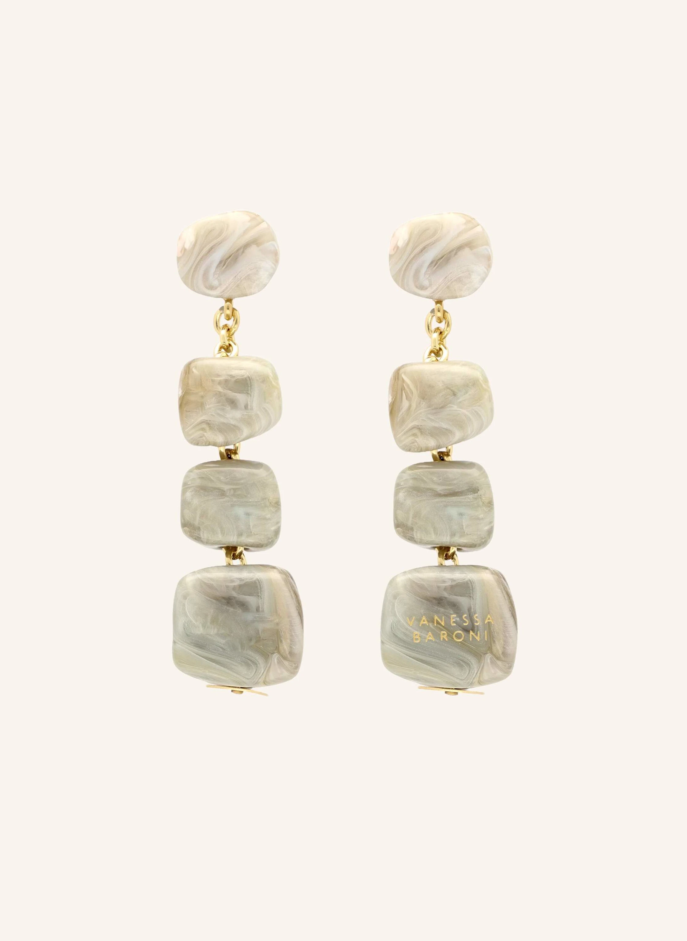 VANESSA BARONI Ohrhänger ORGANIG SHAPED EARRING SNOW GREEN MARBLE by GLAMBOU