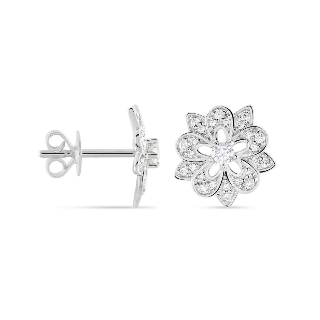 Boucles D'oreilles Puces Iona Argent Blanc Oxyde De Zirconium