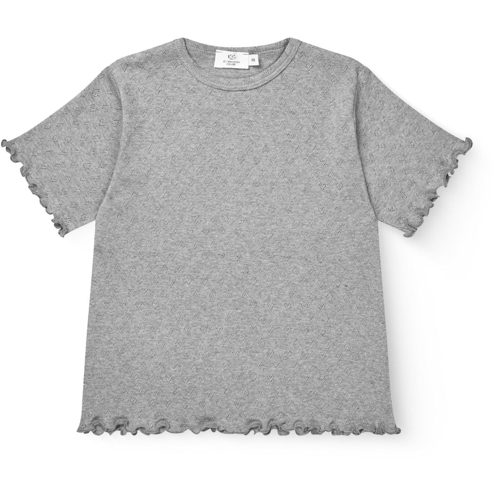 Køb COPENHAGEN COLORS Grey Mel. Pointelle Heart T-Shirt