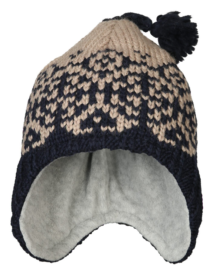 Strick-Wintermütze PEPPI mit Wolle in navy/pebble