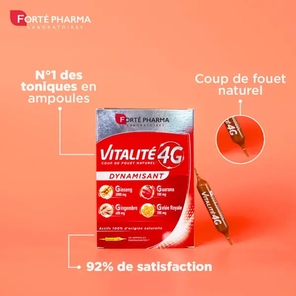 Forté Pharma Vitality 4G Energizante com Ginseng - Oferta Especial - 30 ampolas