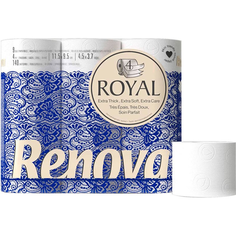 Papier toilette quadruple épaisseur Renova Royal  - 63 rouleaux de 140 feuilles